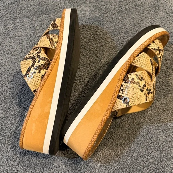 Circus by Sam Edelman Tan and Black Snake Print Wedge Sandals - Picture 5 of 6